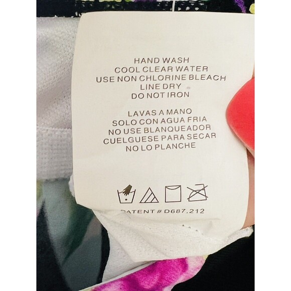 Aqua Green Tankini Top Womens Small Floral Black Padded Swimwear S - Picture 9 of 9